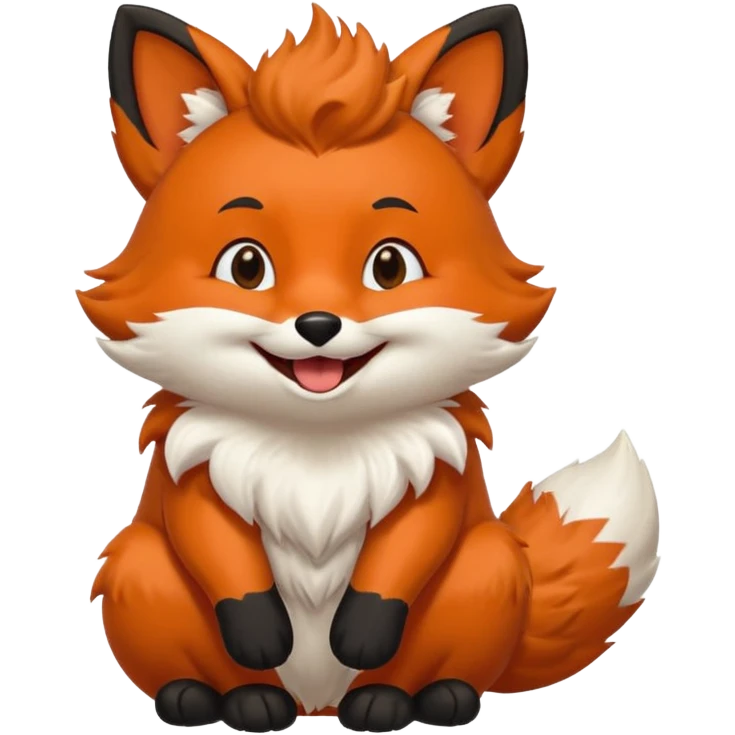 Floofy the Creampuff fox blackish away laughing, chubby. Black paws orange color emoji