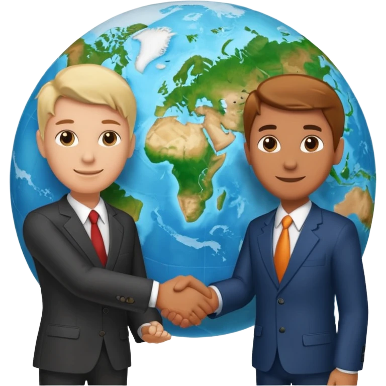 Shake hands and a globe showing negotiation of climate change emoji