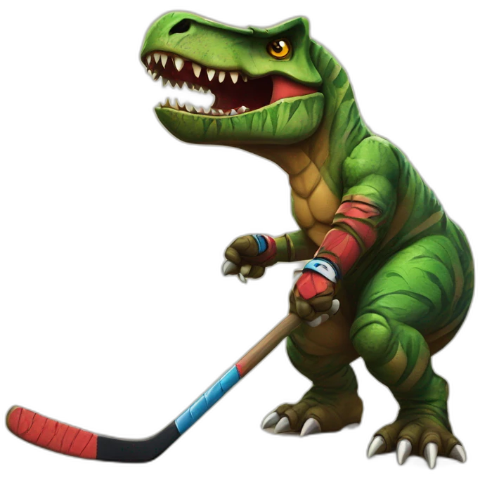 Tiki T-rex street hockey fun emoji