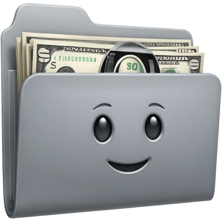 gray folder with money insideemoji emoji