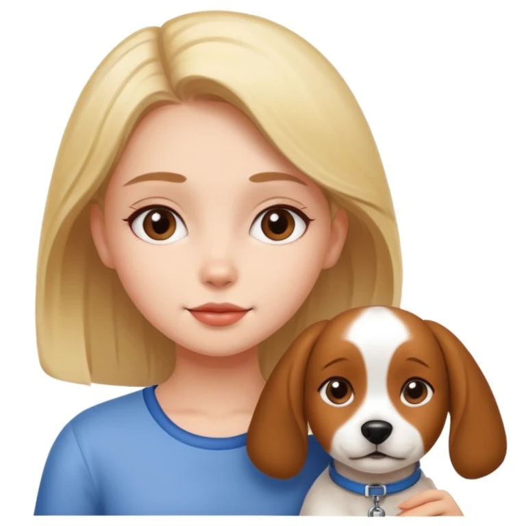 girl and dog posing cute emoji