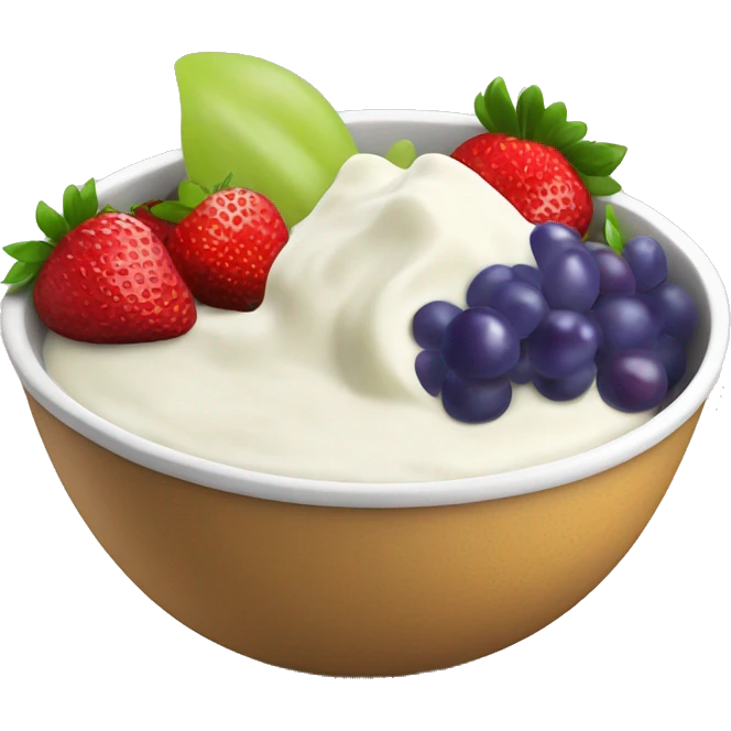 fruit yogurt bowl with strawberries and grapes emoji