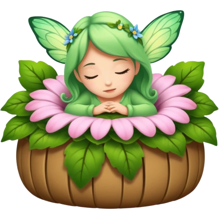 forest fairy dozing inside flower cup blanket emoji