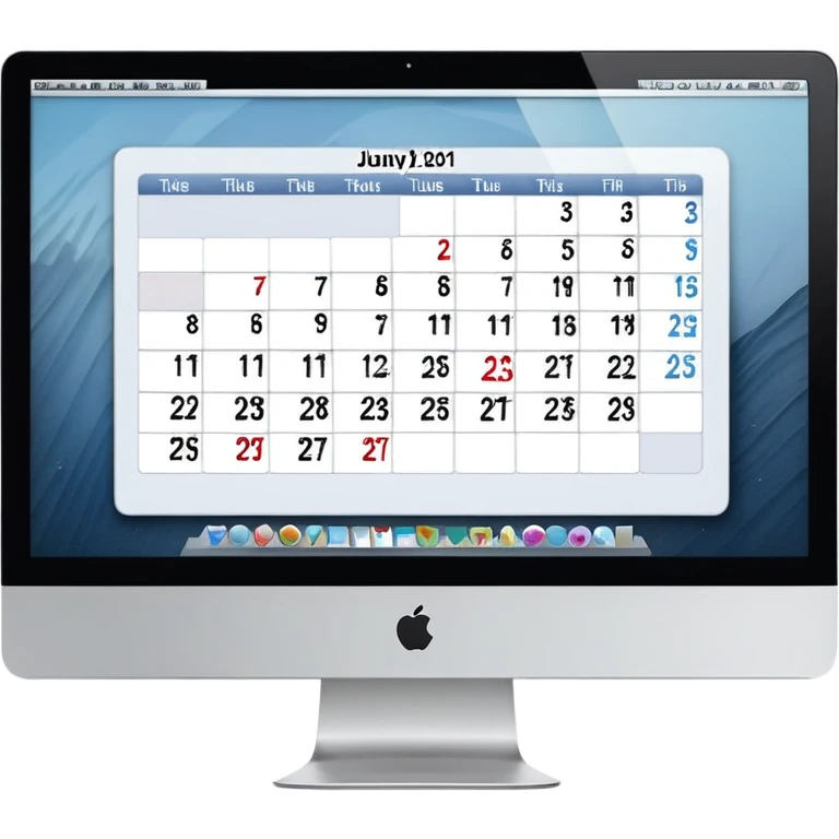 front view of an iMac with a day-calendar on the screen, showing hours and client slots with some booked emoji