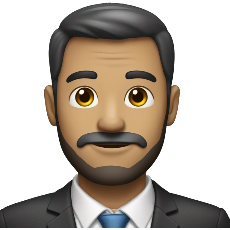 um homem de terno e gravata,  careca e sem barba  emoji