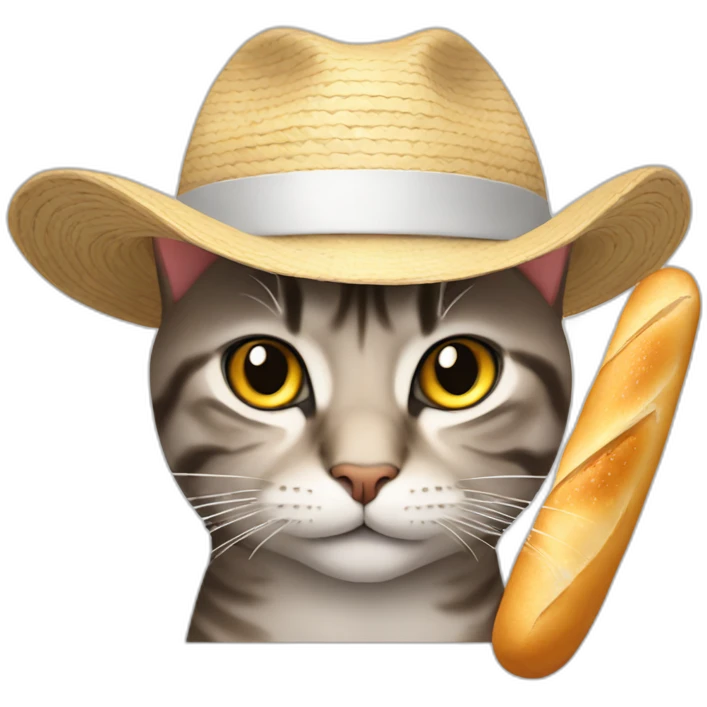 cat with baguette on his hat emoji