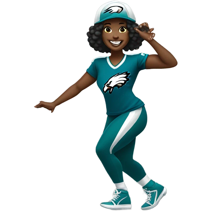 Black woman crip walking with eagles jersey on emoji