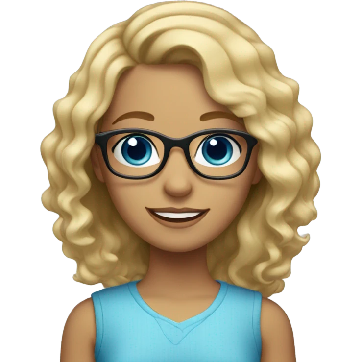 blonde wave girl with blue eyes with glasses  emoji