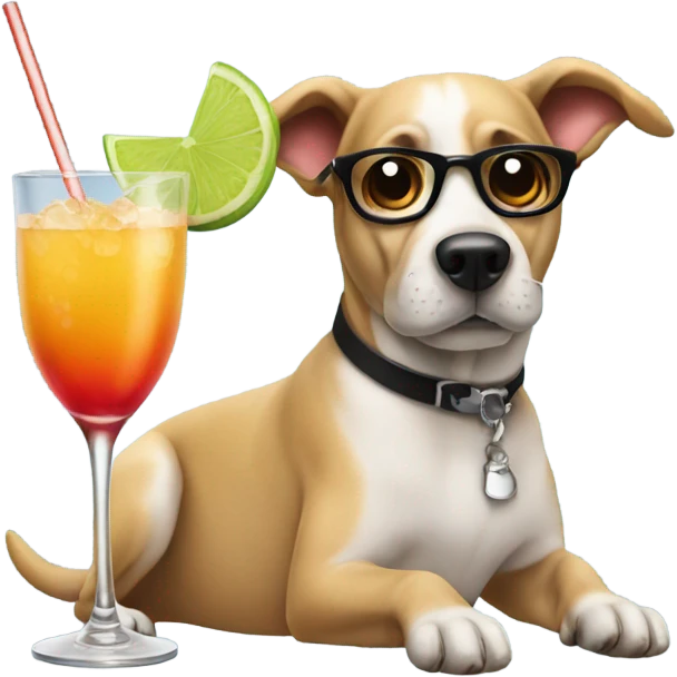 Dog drinking a cocktail emoji