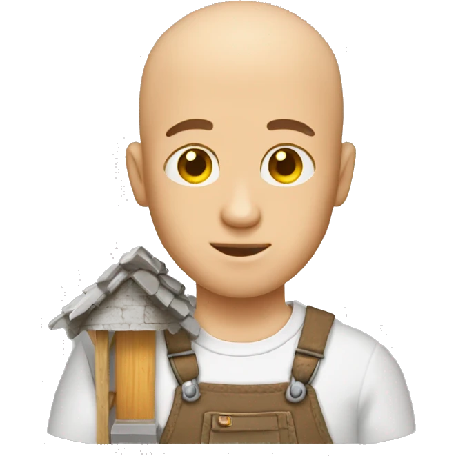 Man building house, no hair, clou emoji