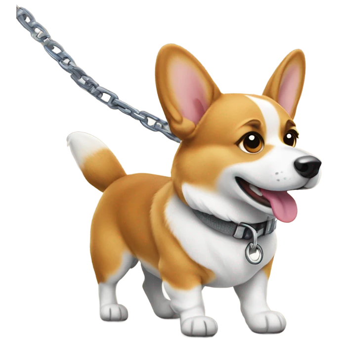 one corgi dog walking with leash  emoji