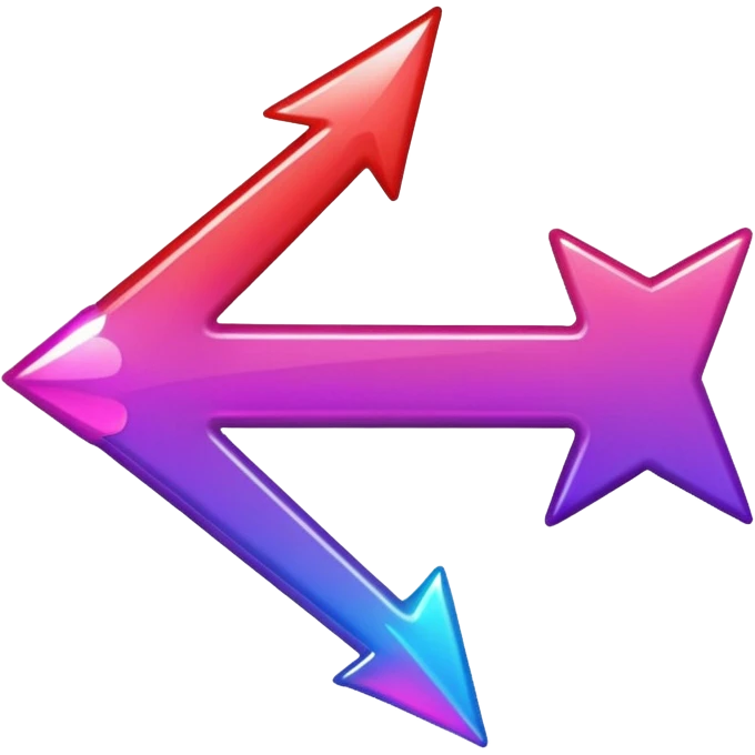 color gradient between red and purple glitter arrow emoji