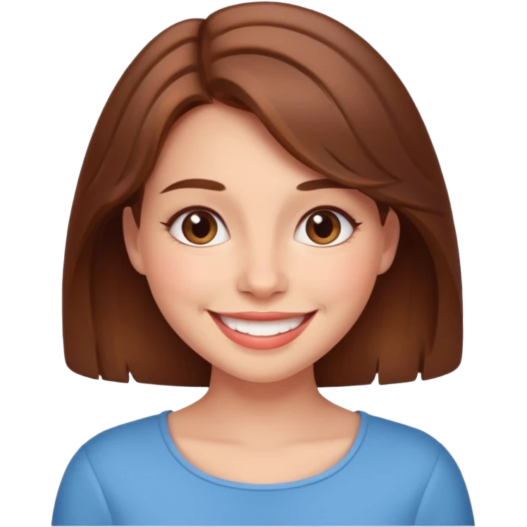 cute brown haired women with amazing smile emoji