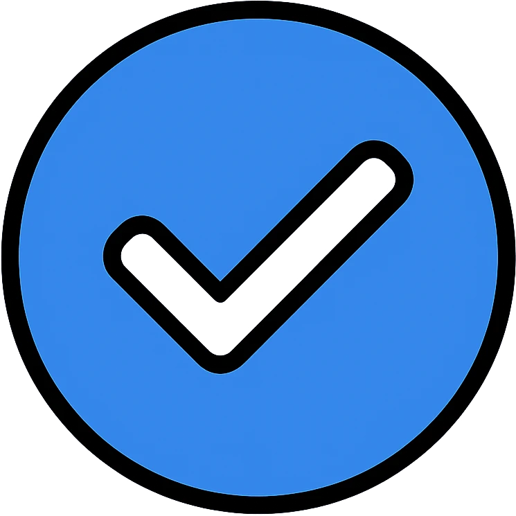 blue circle with white checkmark inside emoji