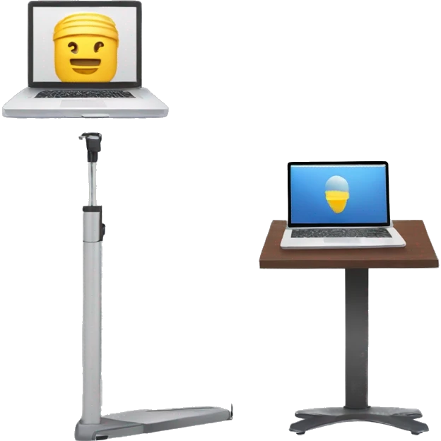 Combine a laptop and a microphone with a keynote stand labeled SOTU emoji