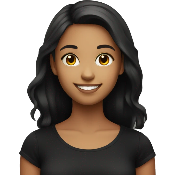 smiling girl in black shirt and cateye emoji