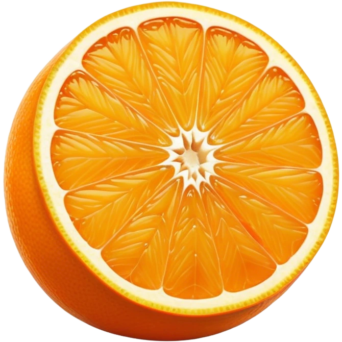 Cinematic juicy orange, sliced open to reveal glistening, bright citrus flesh, soft golden highlights, fresh and refreshing, natural and vibrant. emoji