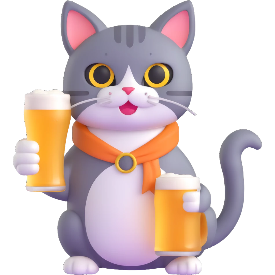 cat holding a beer emoji