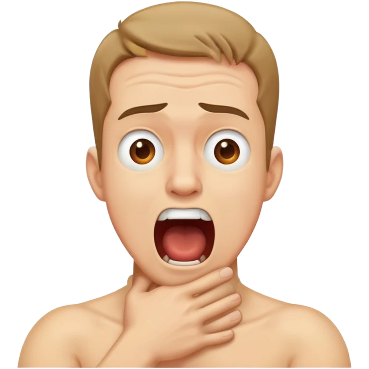 screaming man crossing arms around neck emoji