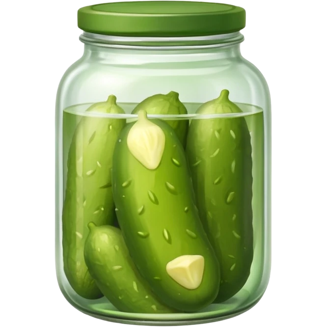 a single pickle inside a glass jar emoji