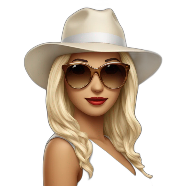 Beautiful women with sunglasses and hat emoji
