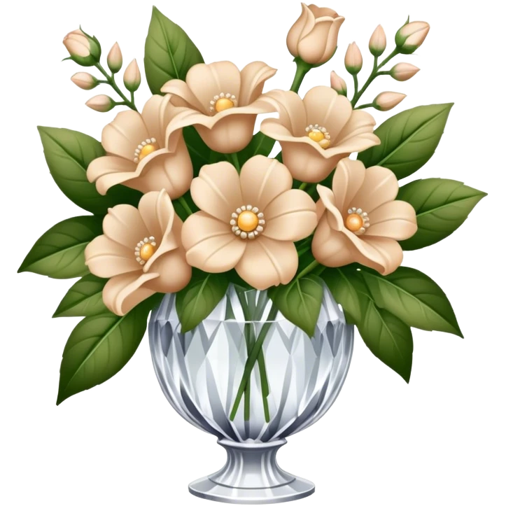 Bridal bouquet nude flowers in crystal vintage vase emoji