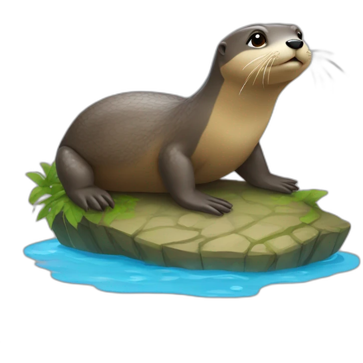 Une loutre sur une tortue emoji