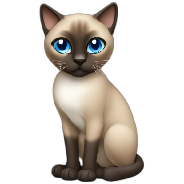 Khaki brown and black siamese Cat with blue eyes and white chin emoji
