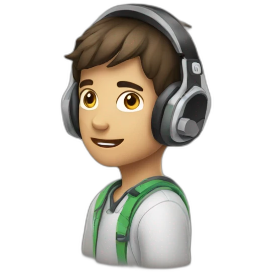 A boy with gaming headphone emoji