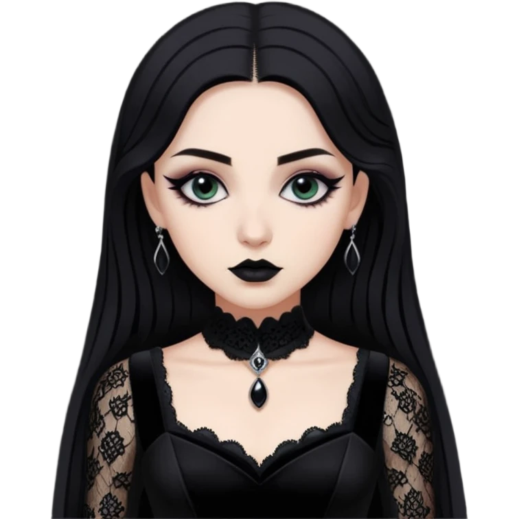 Adelaide Victoria Kane in black goth dress emoji