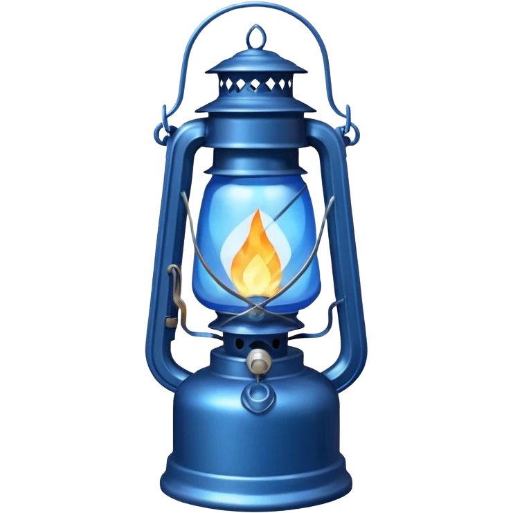 Silver diamond-shaped old antique lantern lamp with a blue flame inside it  emoji