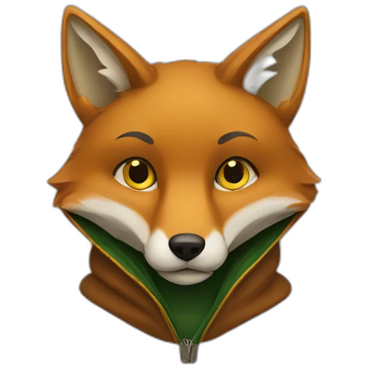 brown fox with yellow eyes and a dark green hood emoji