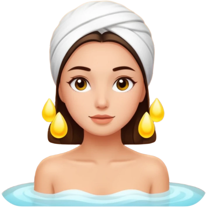 Girl in a spa with a glowy skin emoji