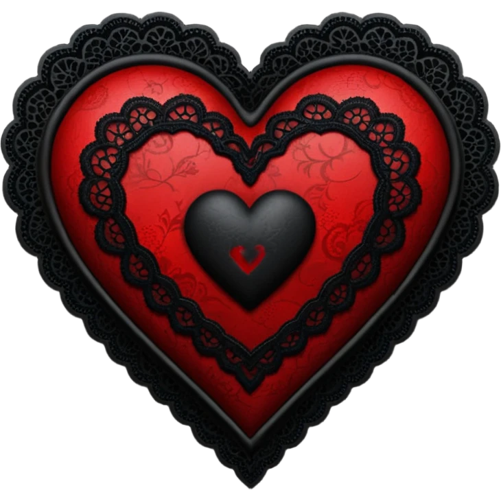 goth heart with a black lace heart motif emoji