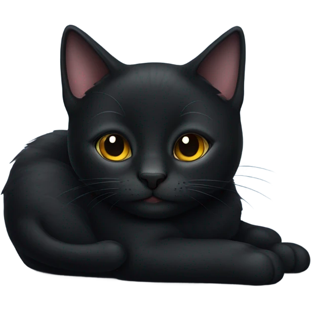cute black cat laying down emoji