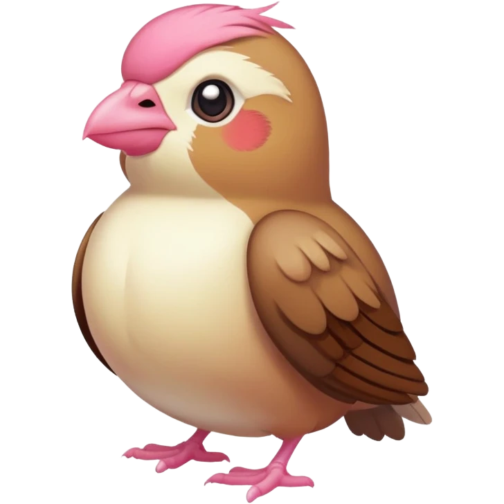 pidgey, small brown bird with cream face and underbelly, pink feet, short beak emoji