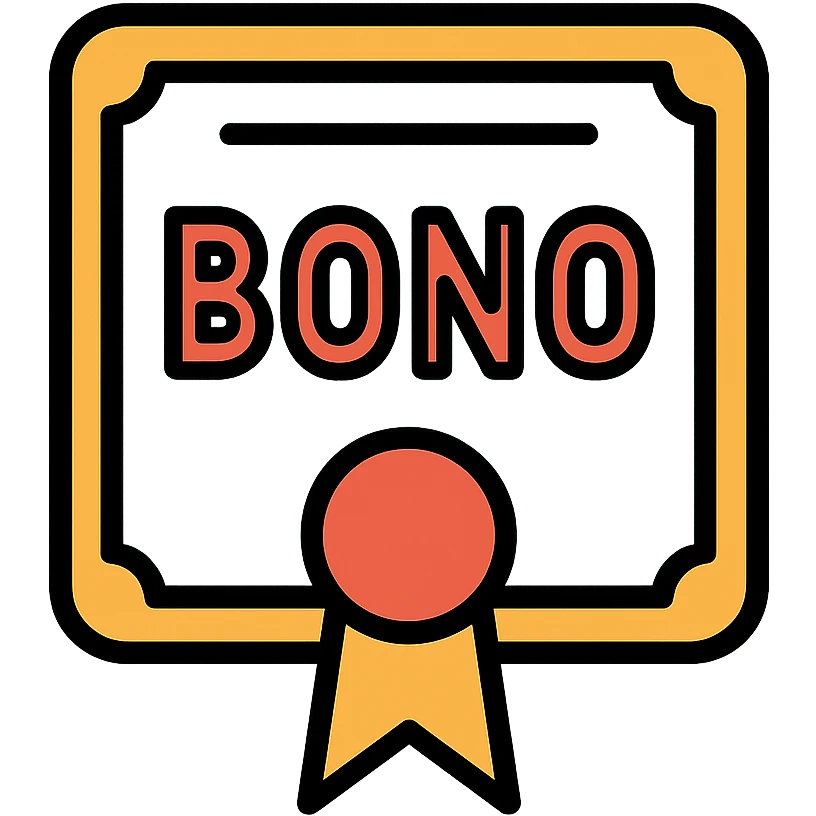 simple financial bond icon with the word 'bono' emoji