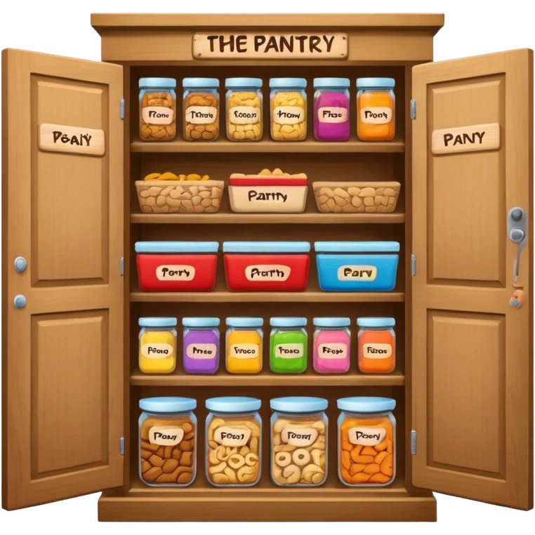 A snack pantry with the words The Pantry written on the front of it  emoji