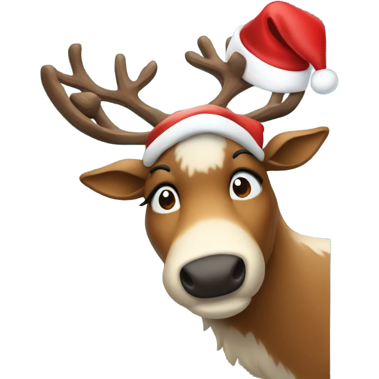 Reindeer with Santa hat emoji