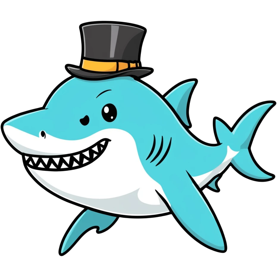 Shark with a top hat emoji