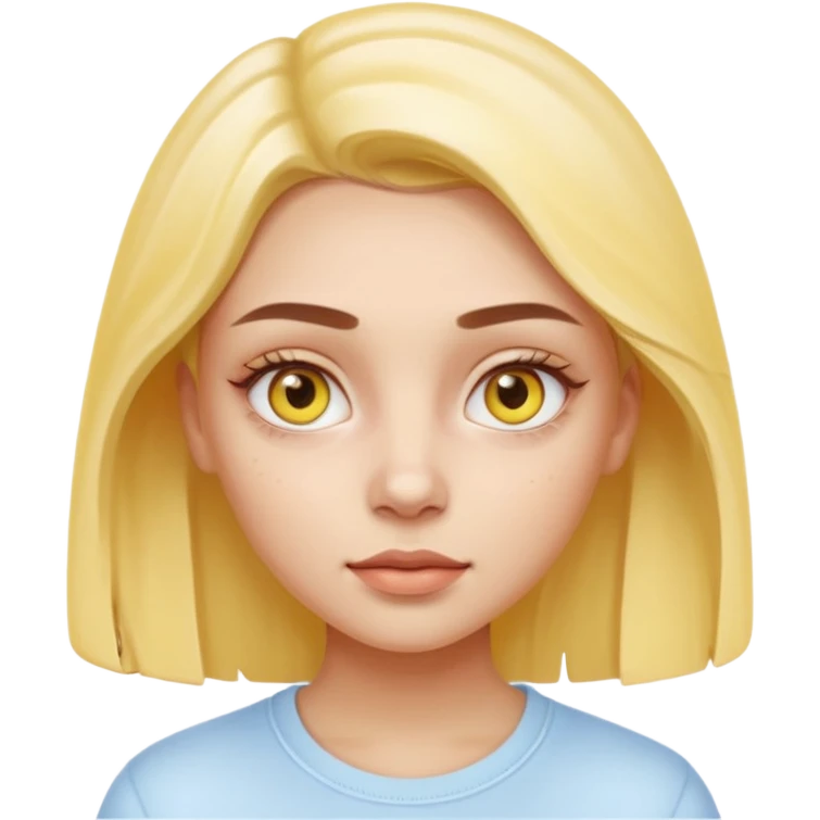 Generate a high-quality iPhone-style emoji of a girl with a small amount of yellow eye cream applied under the eyes, realistic shading, smooth gradient colors, subtle facial expression, simple white background, 3D cartoon-like style, high-resolution.


 emoji