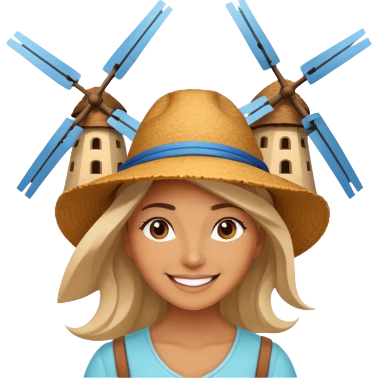 WOMAN WEARİNG ÇİFTÇİ HAT with  Windmills emoji