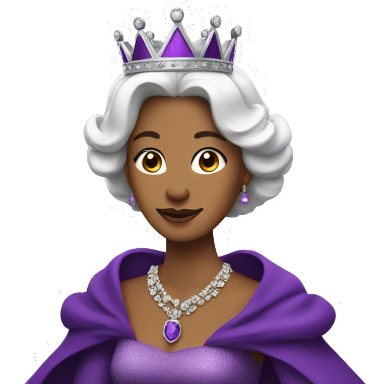 Queen with purple crown and purple gown emoji
