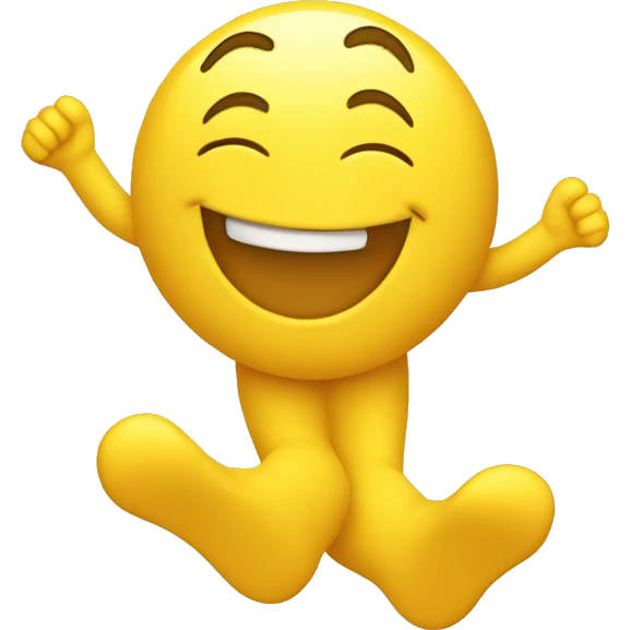 yellow emoji smiling blushing with feet in the air emoji