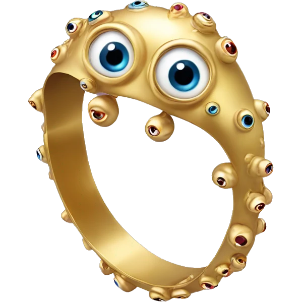 very thin gold bangle ring studded with eyeballs emoji