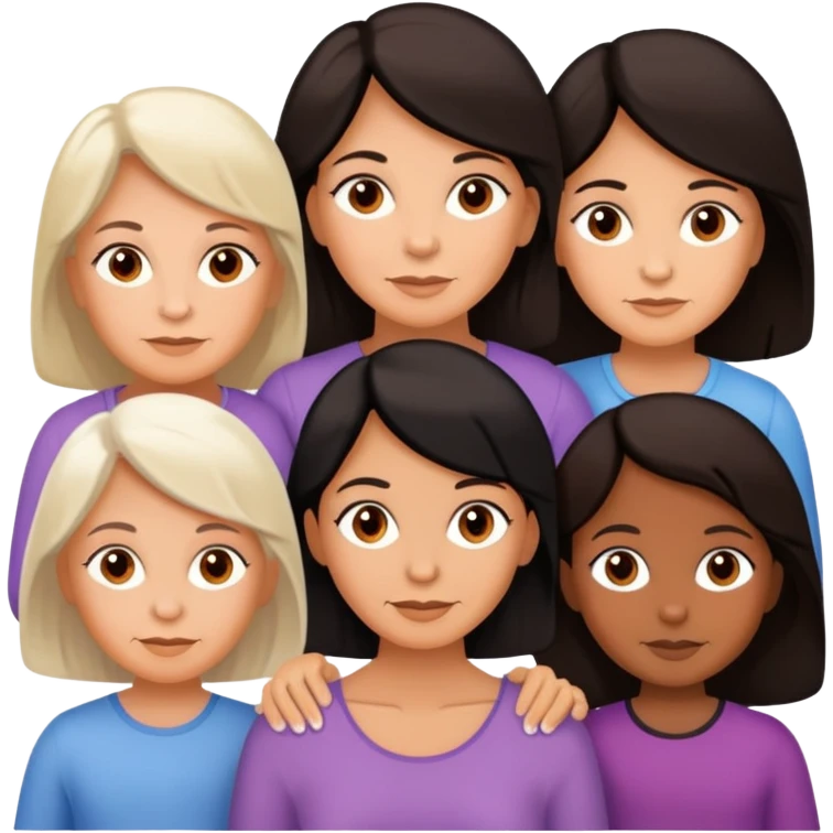 White 50 year old woman with black identical little girls  emoji