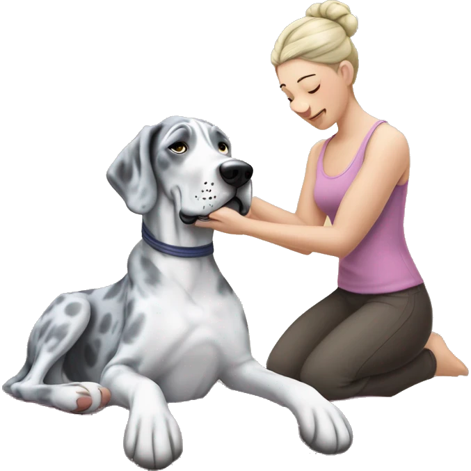 Blue Merle Great Dane getting a massage  emoji