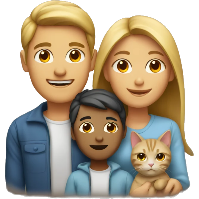 Family of 2 people and 2 cats emoji