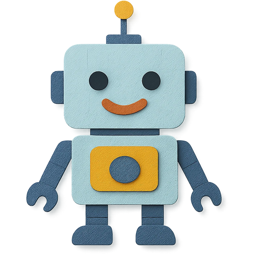 paper craft style robot, technology AI emoji