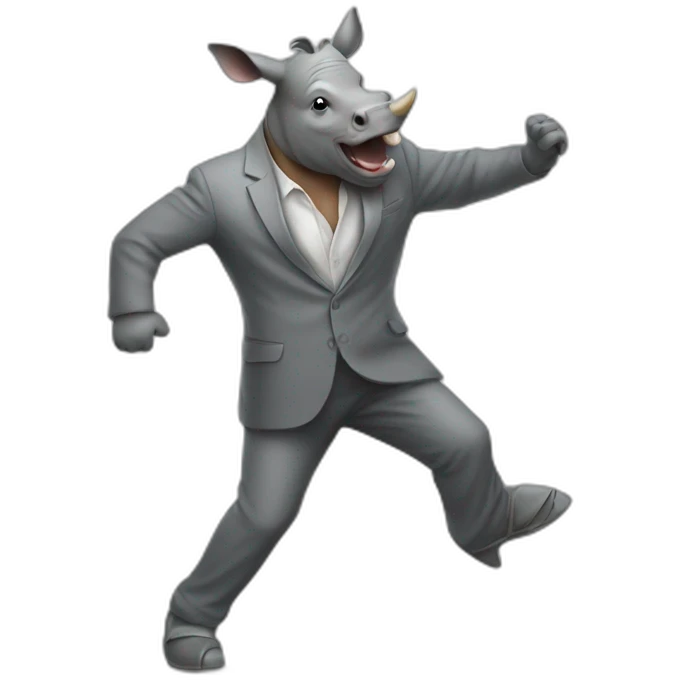 dancing man with rhino head emoji